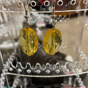 Yellow light weight earrings and glass beads